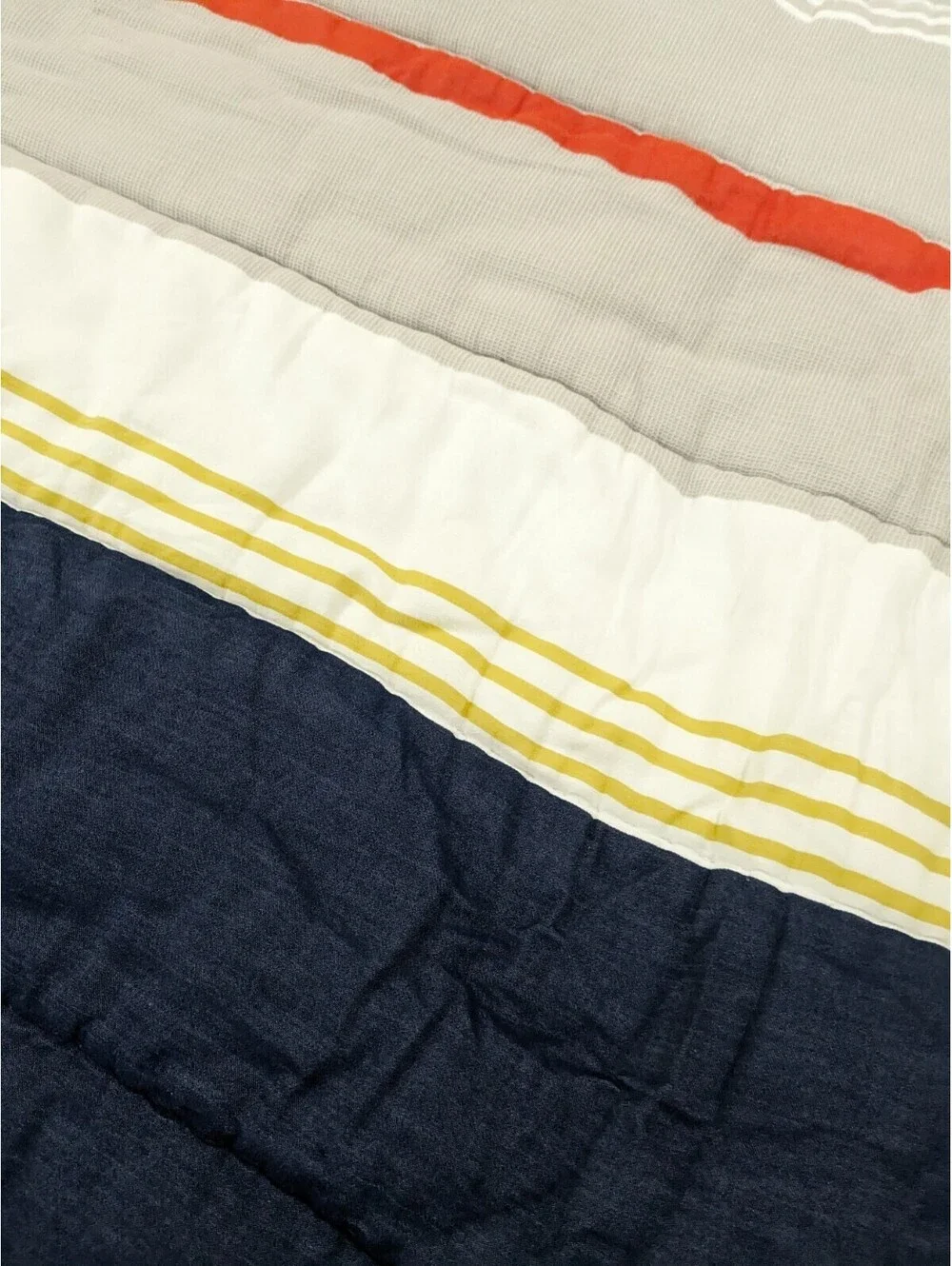 Pottery Barn Teen Wyatt Stripe Comforter Full Queen blanket blue denim orange